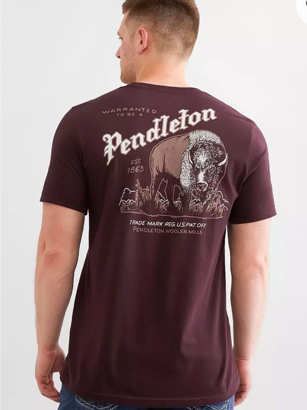 Pendleton Men's Burgundy Vintage Buffalo T-Shirt